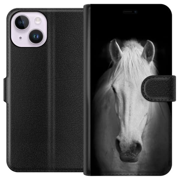 Kompatibel Tegnebogsetui til Apple iPhone 15 Hest