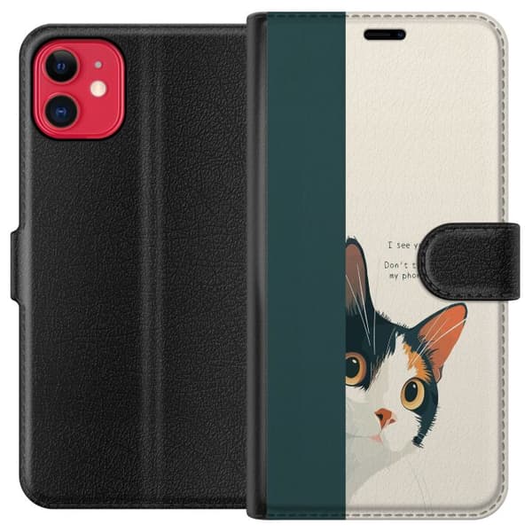 Yhteensopiva Lompakkokotelo Apple iPhone 11 Katt som kikar fram