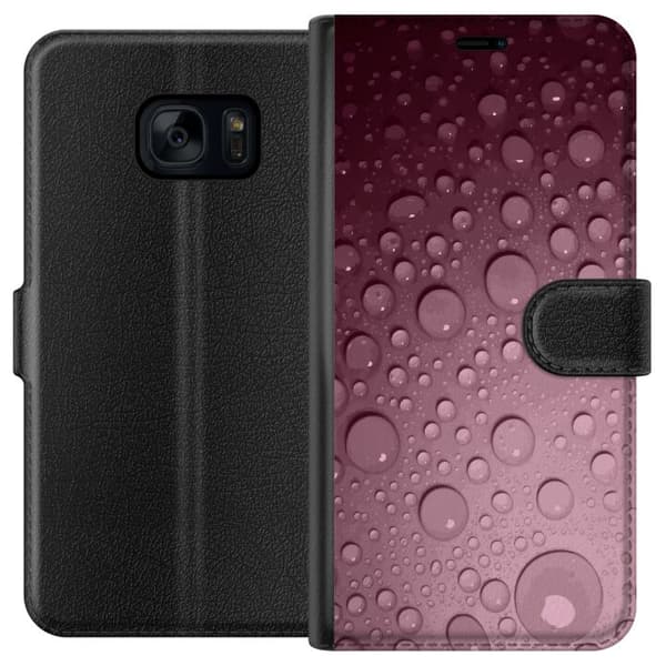 Kompatibelt Plånboksfodral till Samsung Galaxy S7 Rosa vattendroppar