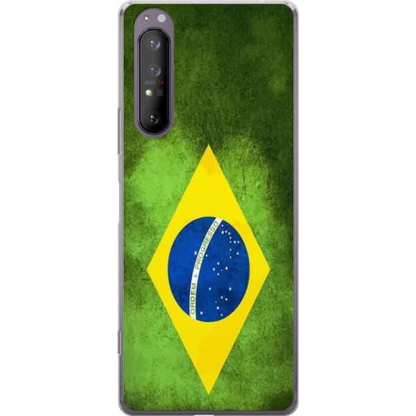 Kompatibelt Mobildeksel til Sony Xperia 1 II Brasiliansk flagg med rustikk tekstur