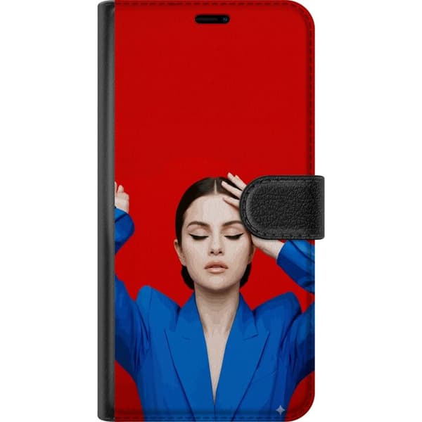 Kompatibel Tegnebogsetui til Google Pixel 8 Pro Moderne portræt af kvinde i blå blazer mod rød baggrund