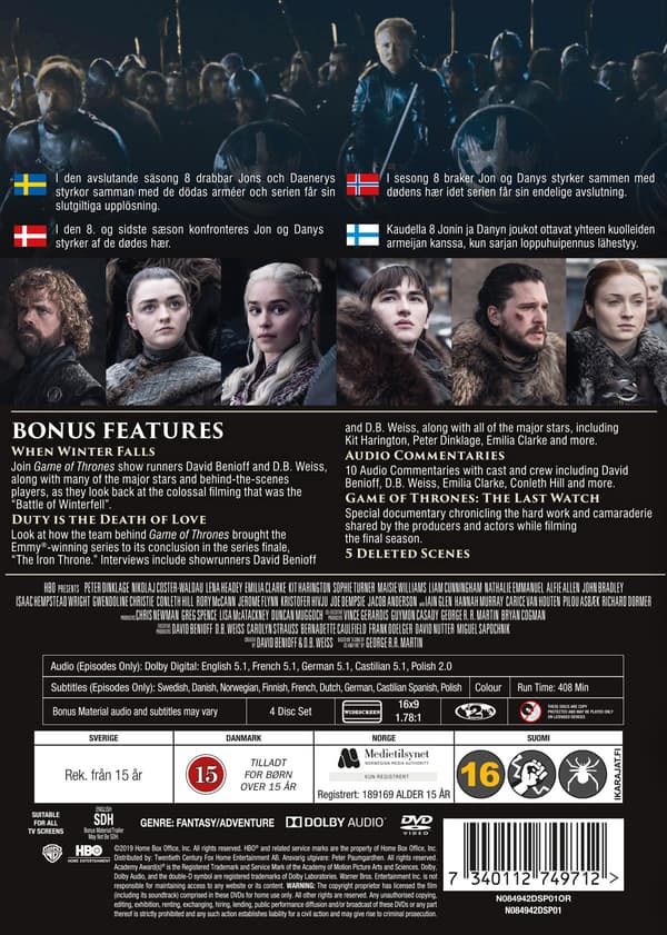 Game of Thrones / Sæson 8 (4 DVD)