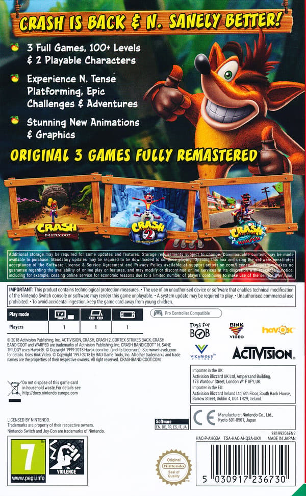 Crash Bandicoot N-Sane Trilogy (Switch)