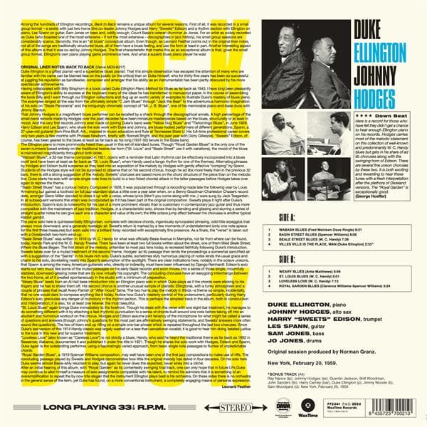 Duke Ellington: Back to Back (Vinyl LP)