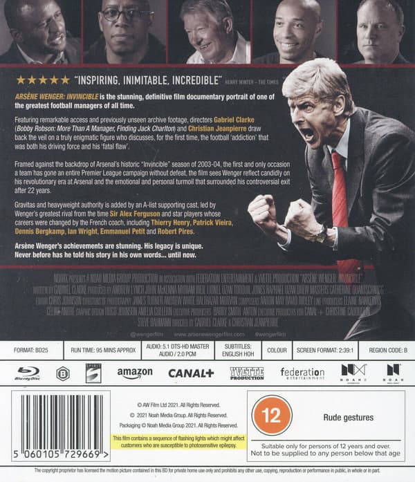 Arséne Wenger: Invincible (Blu-ray)