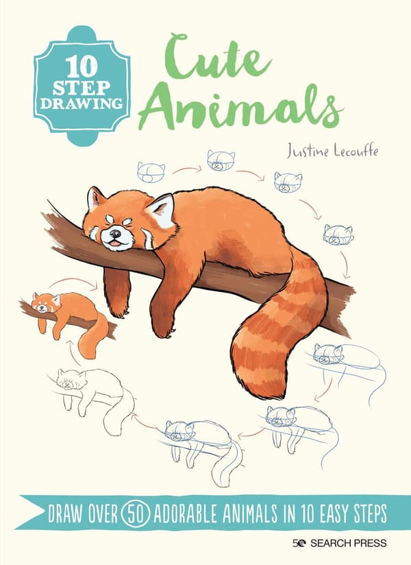 10 Step Drawing- Cute Animals (Kirja / Nidottu)