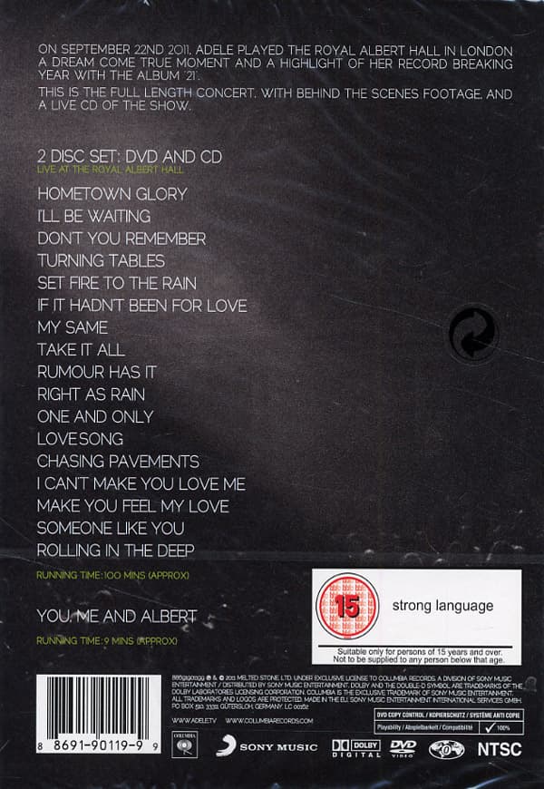 Adele: Live at The Royal Albert Hall 2011 (DVD + CD)