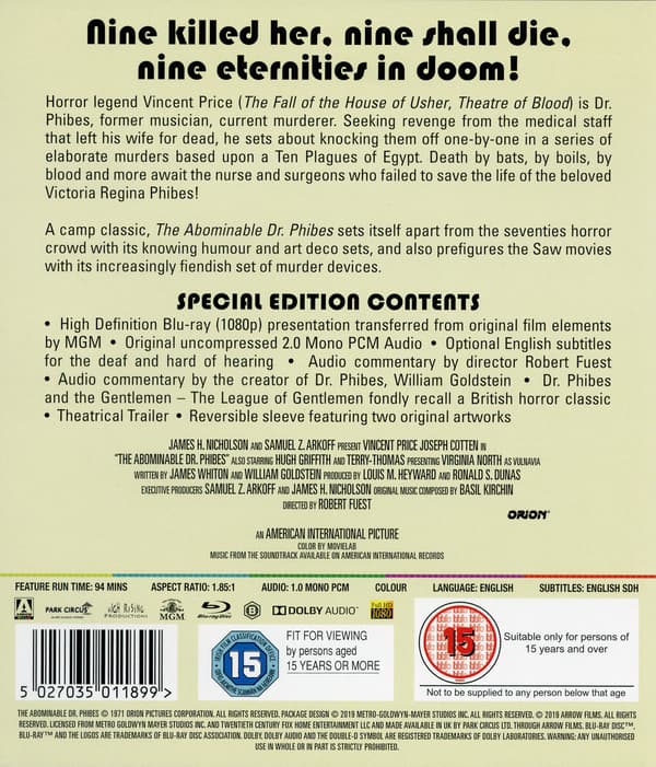 Tohtori Phibes – pirullinen nero (Blu-ray)