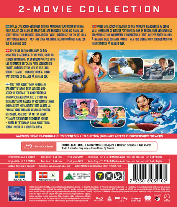 Lilo & Stitch: 2-elokuvan kokoelma / (2002+2025) (2 Blu-ray)