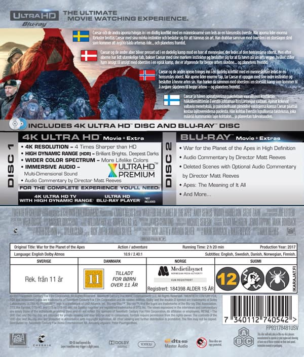 Apinoiden planeetan sota (4K UHD + Blu-ray)