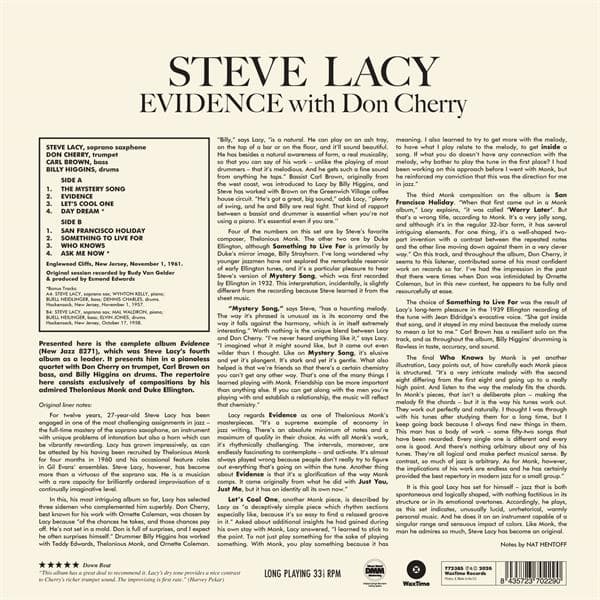 Lacy Steve: Evidence With Don Cherry (Vinyyli LP)