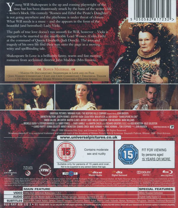 Rakastunut Shakespeare (Blu-ray)