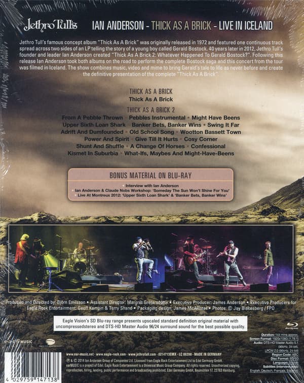 Jethro Tulls Ian Anderson: Thick as a brick Live (Blu-ray + 2 CD)