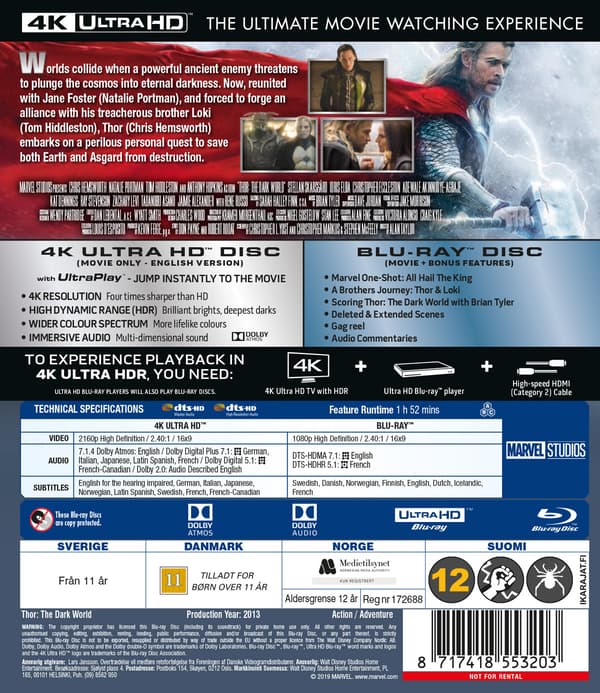 Thor 2 / Thor 2 / The Dark World (4K UHD + Blu-ray)