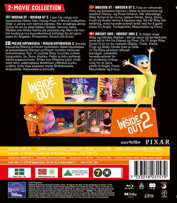 Insidan ut 1+2 / Inside out 1+2 (2 Blu-ray)