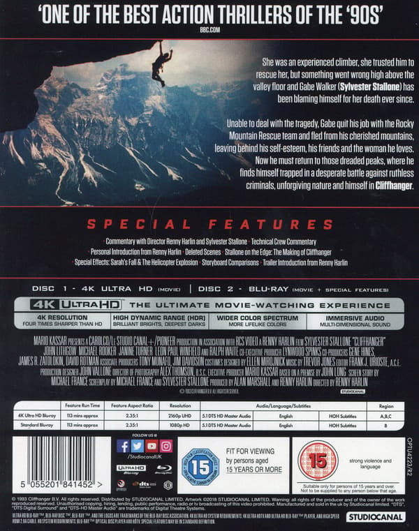 Cliffhanger (4K UHD + Blu-ray)