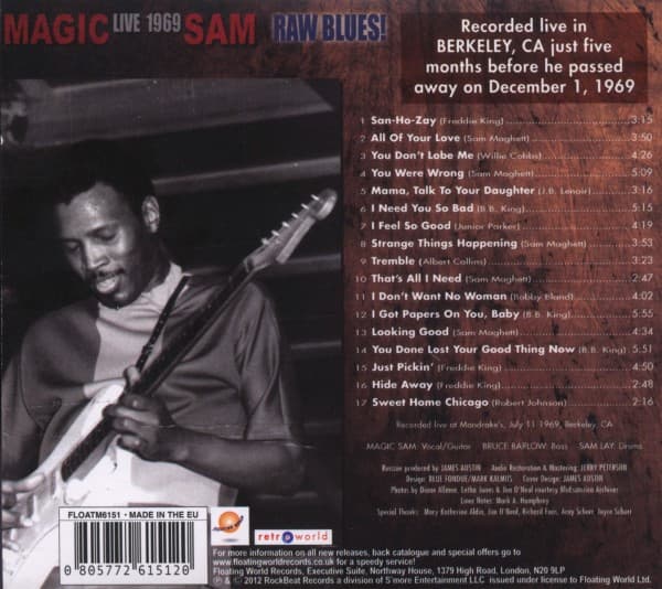 Magic Sam: Live 1969 - Raakaa bluesia! (CD)
