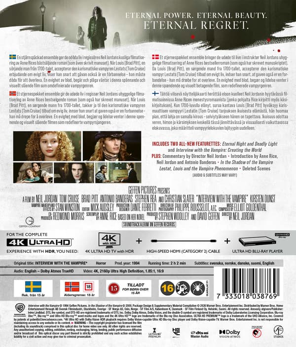 En vampyrs bekendelse / Interview with the Vampire (4K UHD)