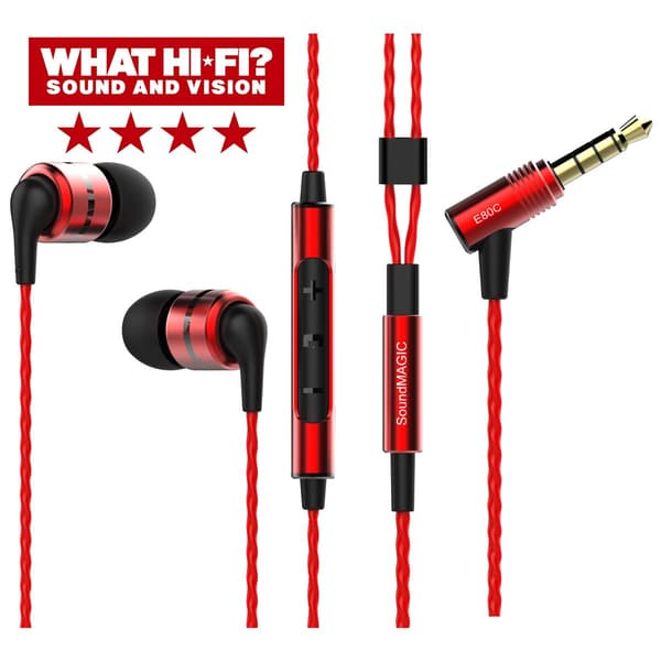 SoundMAGIC E80C hörlur in-ear med mik/Red