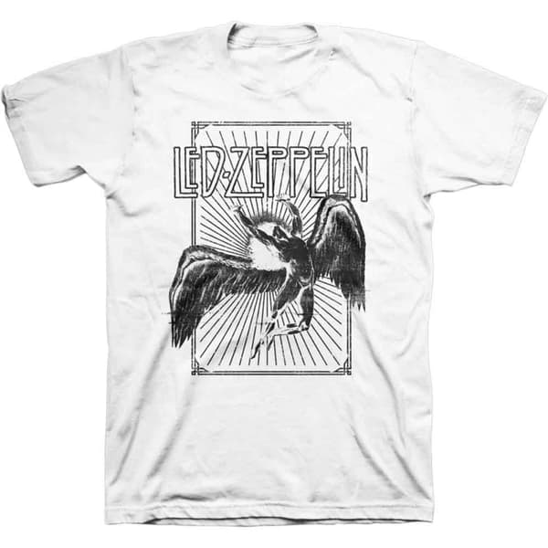 Led Zeppelin: Unisex T-Shirt/Icarus Burst (White) (X-Large)