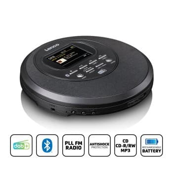 Lenco Discman med DAB Bluetooth® og farvekort TFT Sort