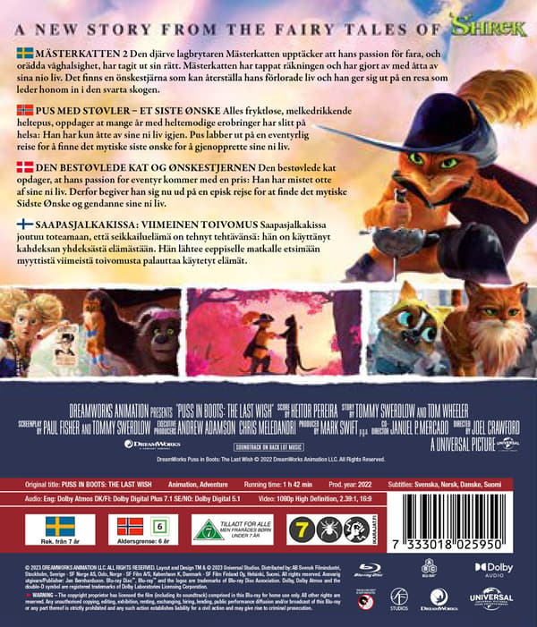 Mästerkatten 2 / Puss in Boots: The Last Wish (Blu-ray)