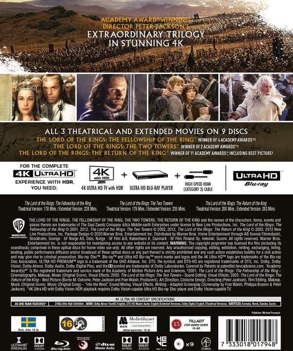 Ringenes Herre: Trilogi (9 4K UHD / Extended Cut)
