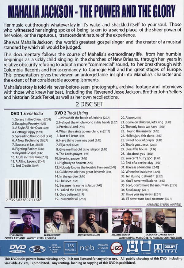 Jackson Mahalia: Power and the glory (Dokument.) (2 DVD)