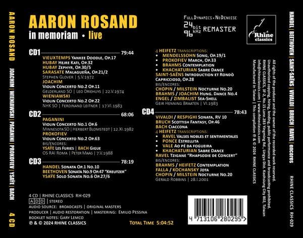 Rosand Aaron: In Memoriam - Live (4 CD)