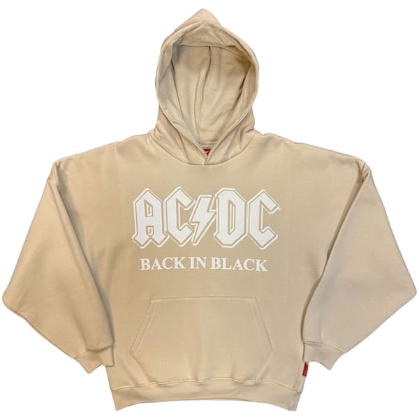 AC/DC Ladies Unplugged Pullover Hoodie: Back In Black (Natural)