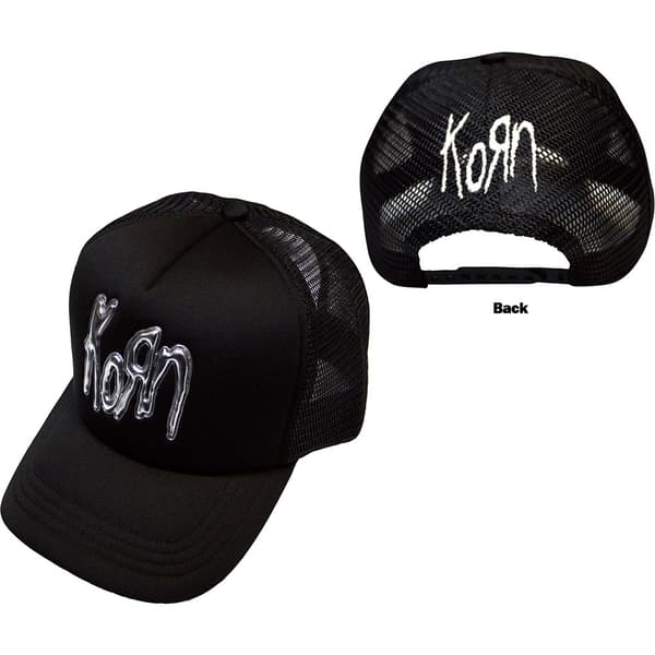 Korn Unisex Mesh Back Cap: Sonic Silver Logo (Black) (Back Print)