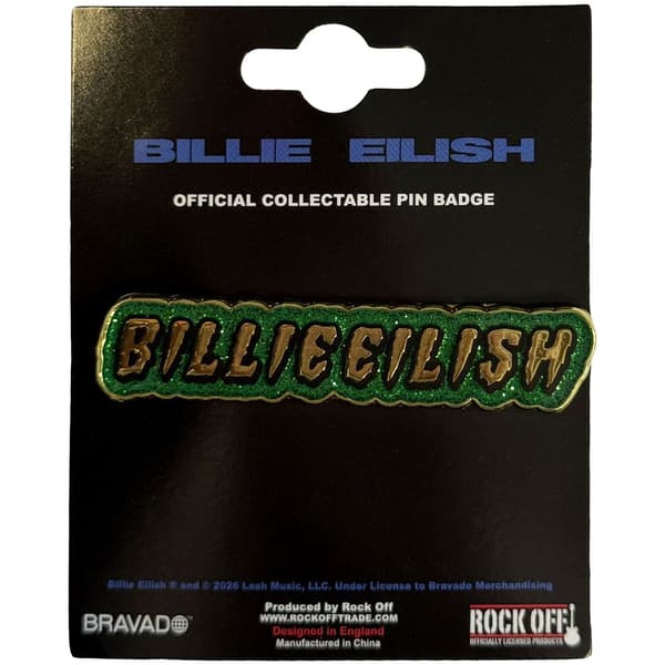 Billie Eilish Pin Badge: Glitter Logo