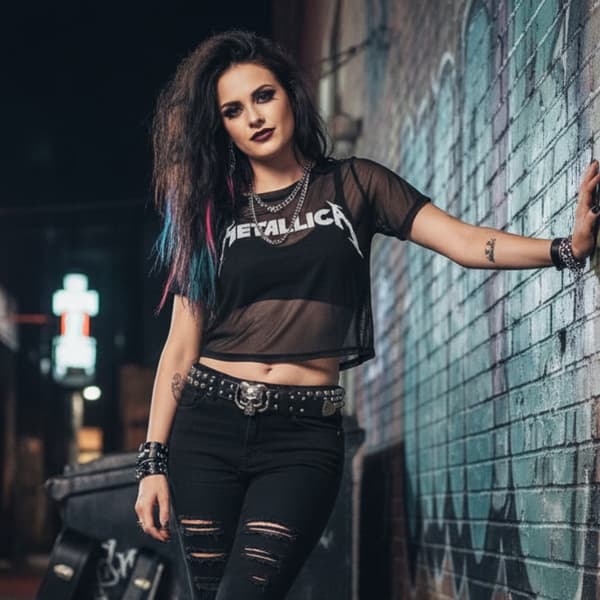 Metallica Dam Mesh Crop Top: Logo (Svart)