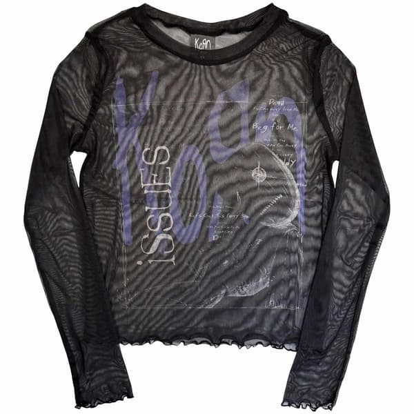 Korn Dam Långärmad Mesh-Crop Top: Issues A Box (Svart)