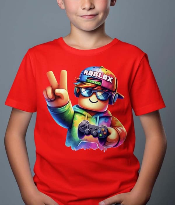 Roblox Barn T-shirt - Rob Fun - Röd - 100% Bomull