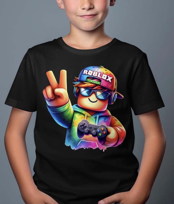 Roblox Børn T-shirt - Rob Fun - Sort - 100% Bomuld