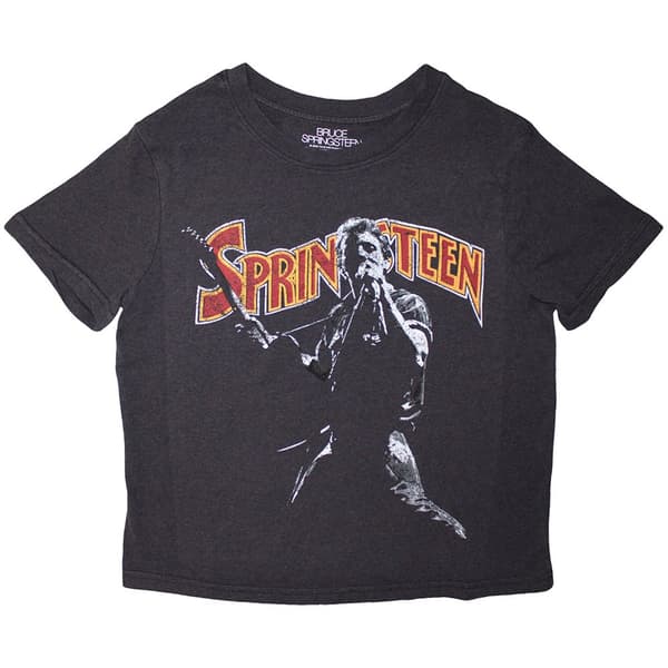 Bruce Springsteen Ladies Crop Top: Stage Pose (Black) (Large)