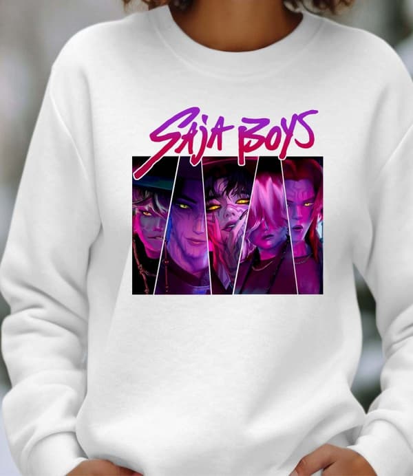 Saja Boys Kpop Demon Hunter dam sweatshirt: "Triangle" - Vit - storlek Large