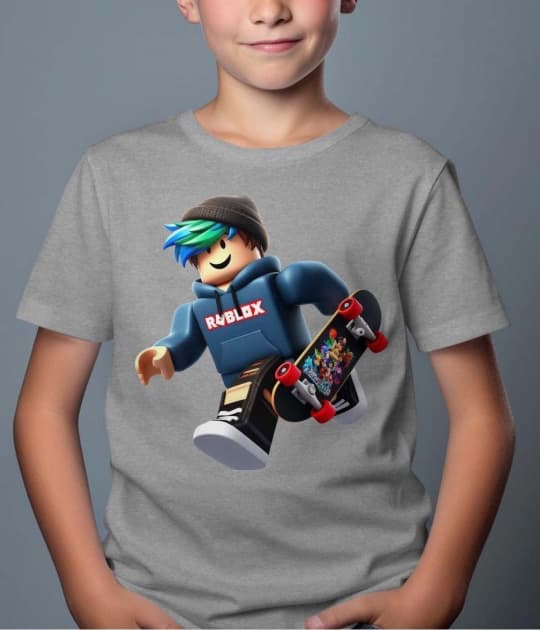Roblox Barn T-shirt - On The Run - Grå - 100% Bomull