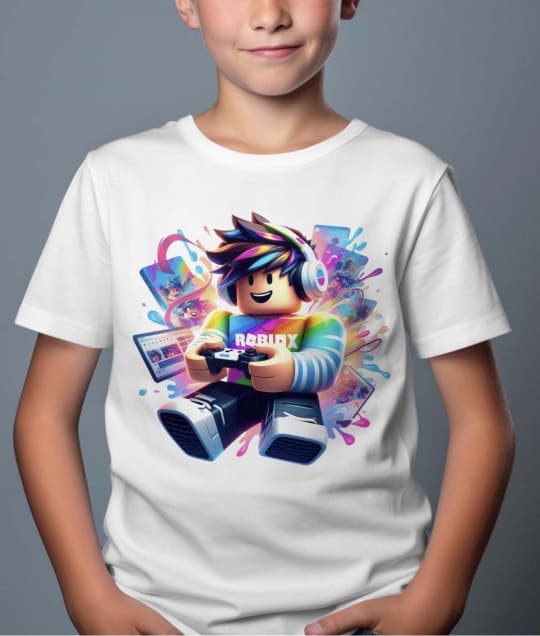 Roblox Barn T-shirt - Multiscreen - Vit - 100% Bomull