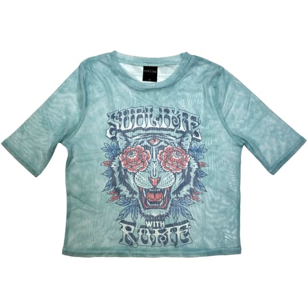 Sublime Dam Mesh Crop Top: With Rome (Ljusblå)