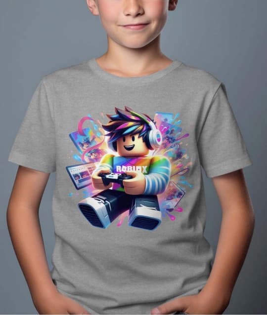 Roblox Barn T-shirt - Multiscreen - Grå - 100% Bomull