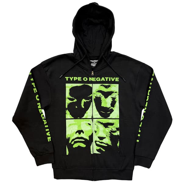Type O Negative Unisex Zipped Hoodie: Faces (Black) (Medium)