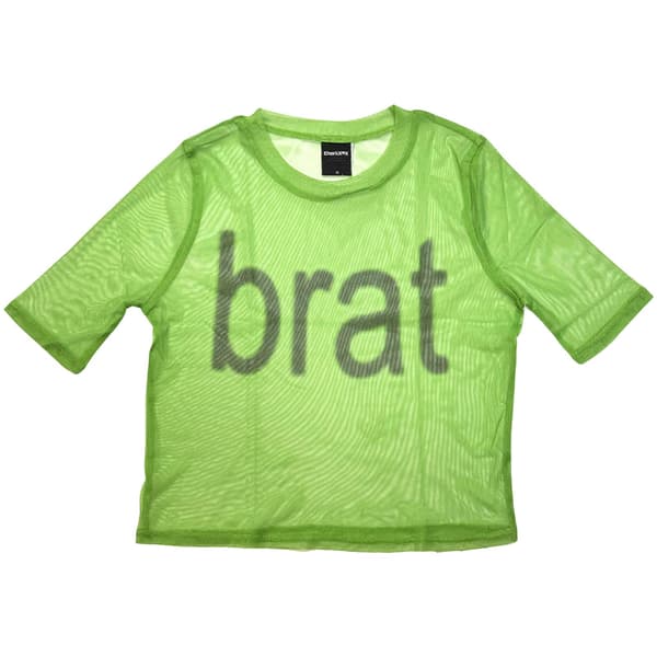 Charli XCX Dam Mesh Crop Top: Brat (Grön)