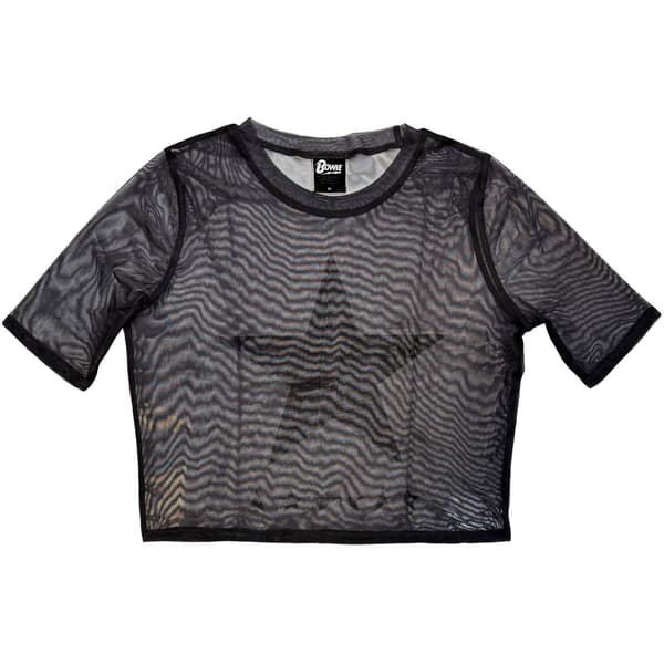 David Bowie Dam Mesh Crop Top: Blackstar (Kolgrå)