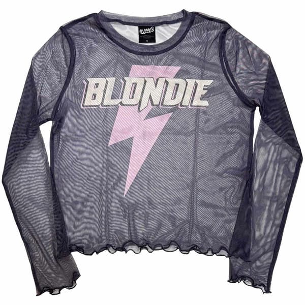 Blondie Dam Långärmad Mesh Crop Top: Lightning Strike (Lila)