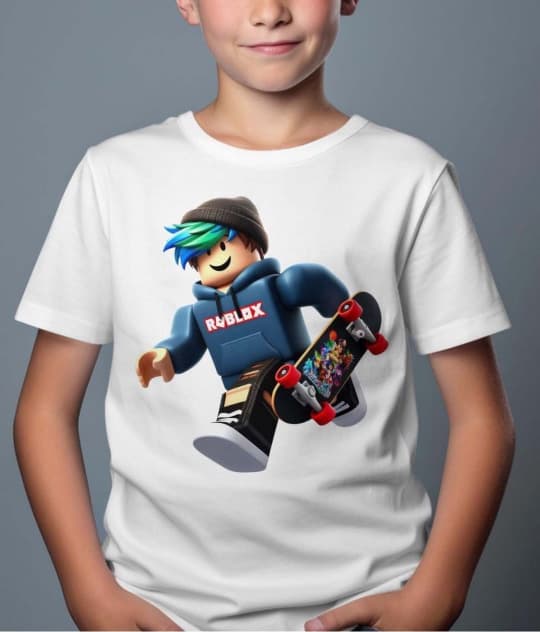 Roblox Barn T-shirt - On The Run - Vit - 100% Bomull