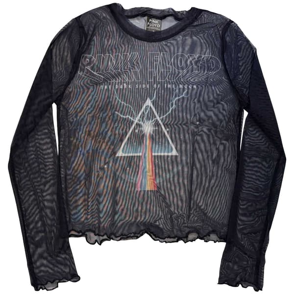 Pink Floyd Dam Långärmad Mesh Crop Top: Lightning Prism (Marinblå)