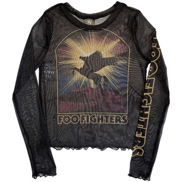 Foo Fighters Dam Långärmad Mesh-Crop Top: Pegasus (Svart)