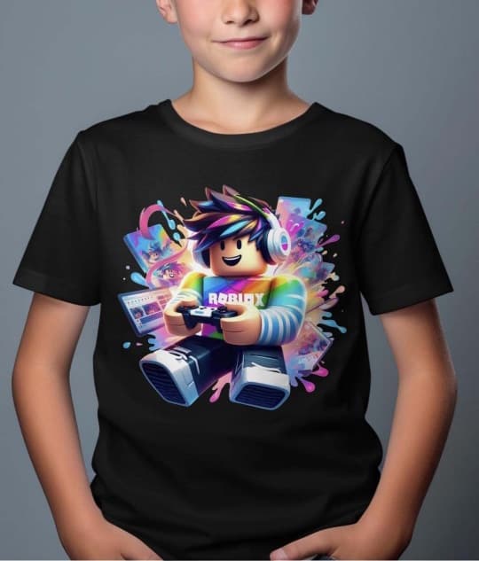 Roblox Barn T-shirt - Multiscreen - Svart - 100% Bomull